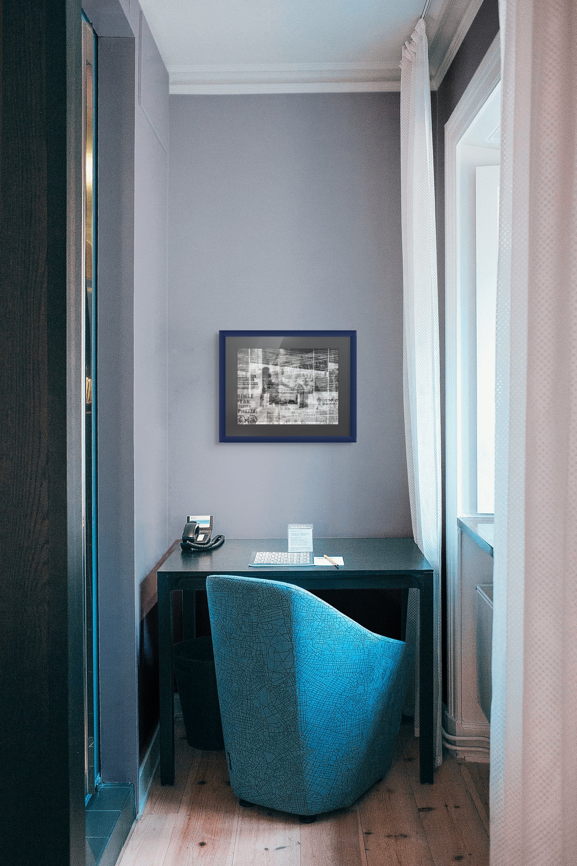 Abstract fine art photos framed and hanging on the wall. 