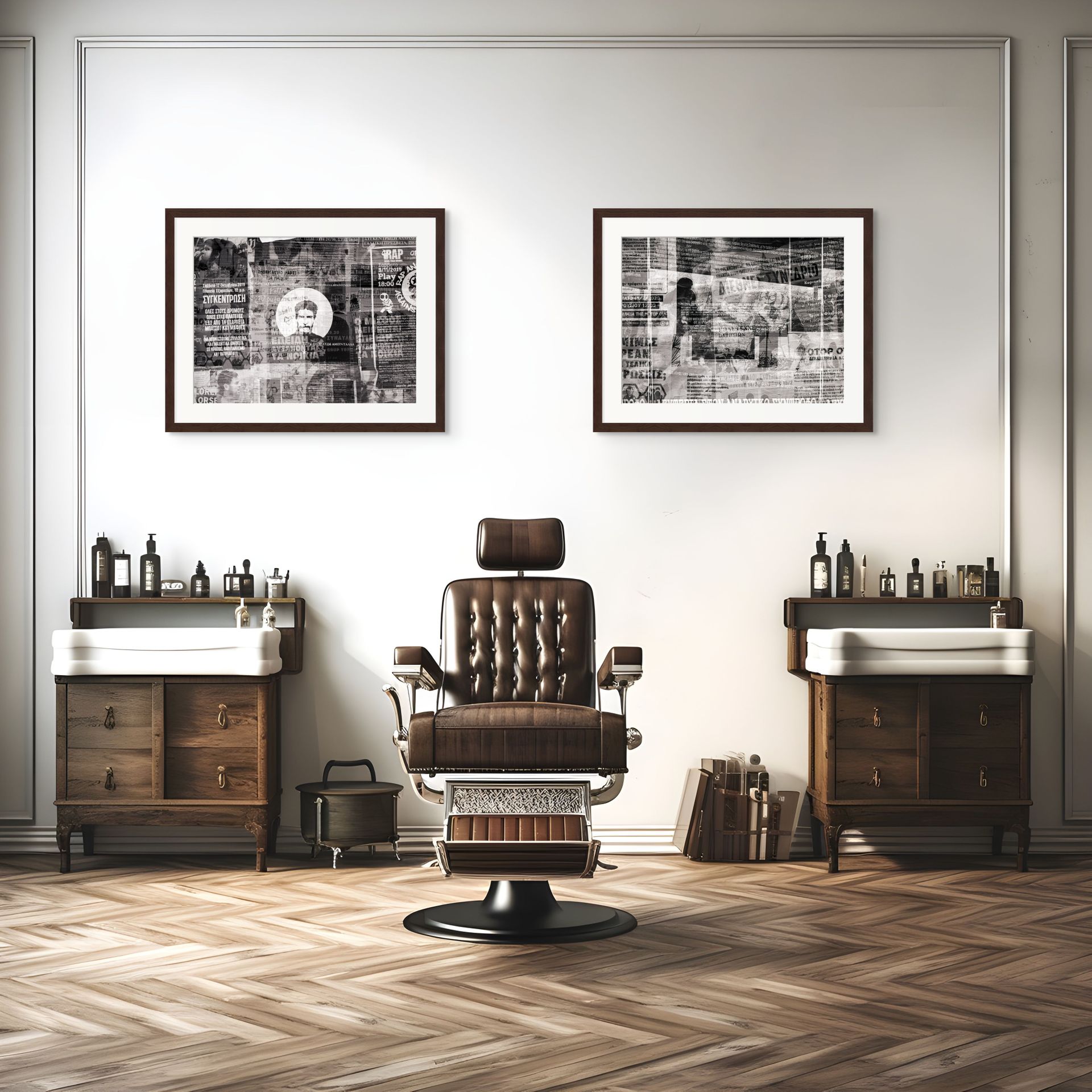 Abstract fine art photos framed and hanging on the wall. 