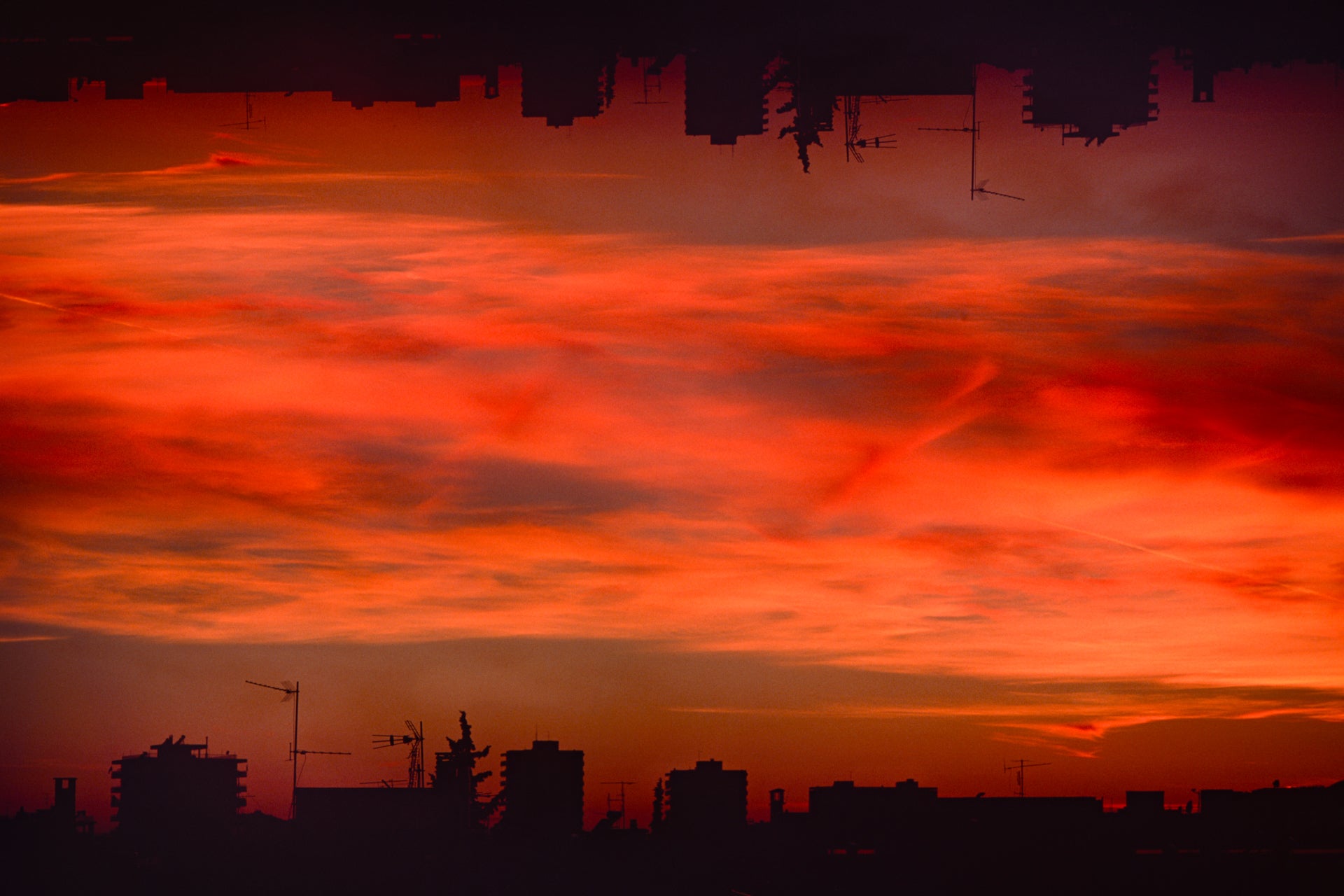 An Abstract, fine art print photograph of an Athens sky at sunset.