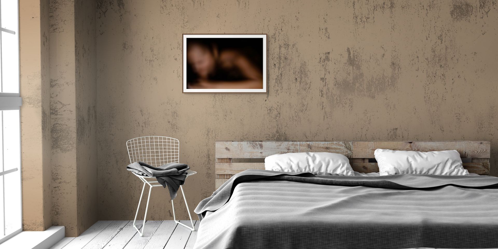 Abstract photo of sex, hanging on the wall of a bedroom. Perfect for sexy interior design.