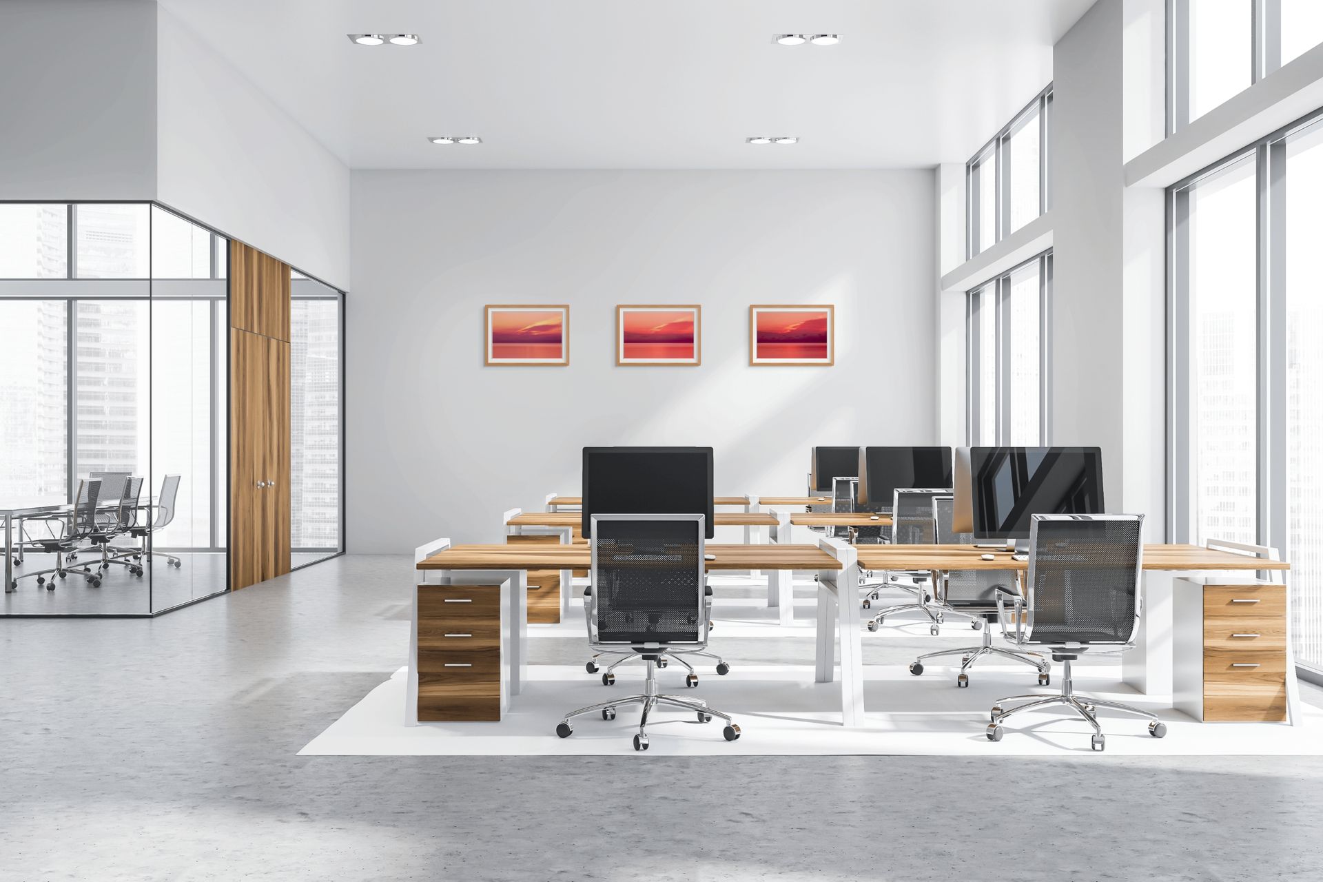 Beautiful pink and yellow sunrise depicted in a framed, fine art print photograph