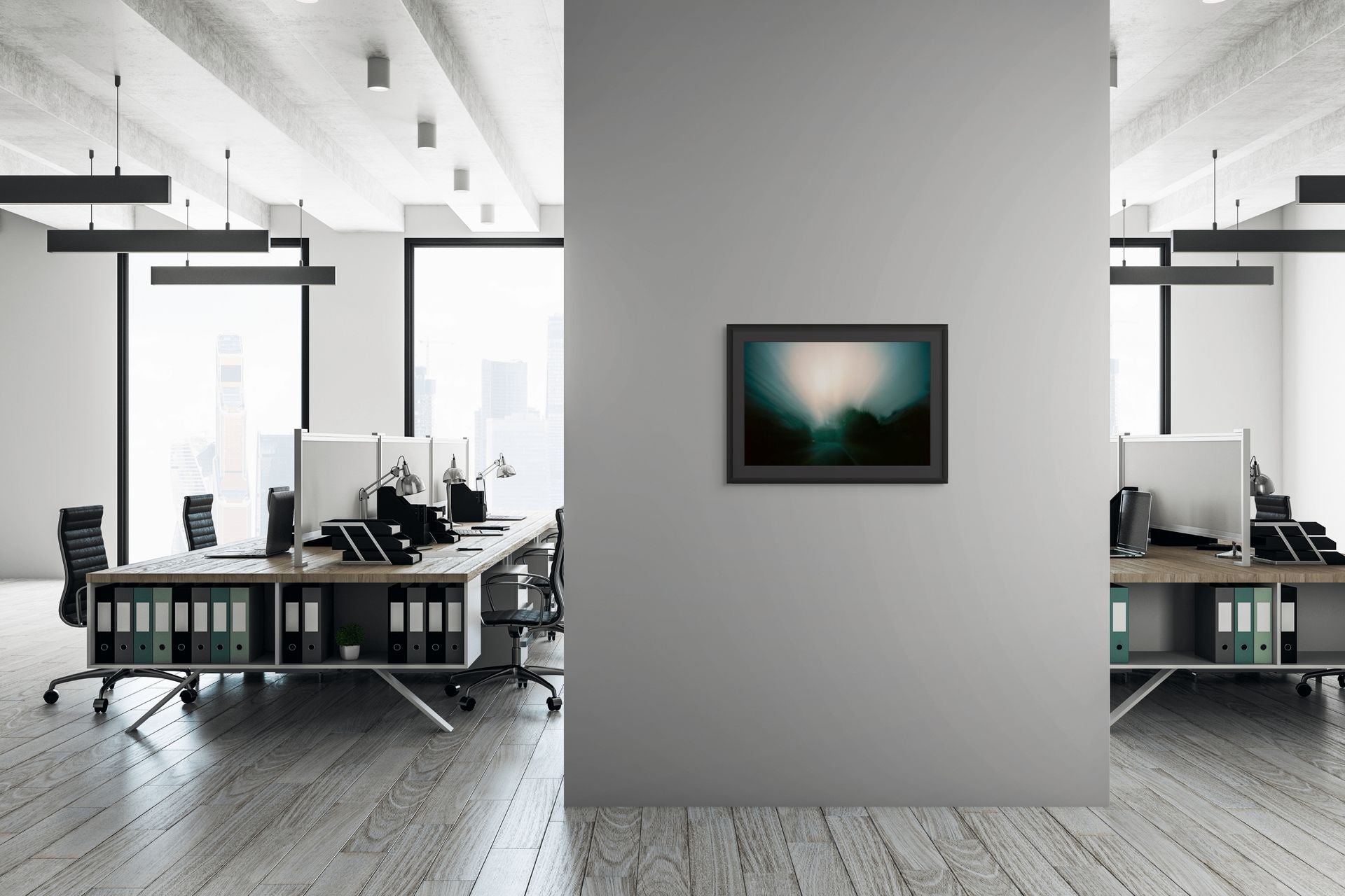 Framed fine art prints of abstract long exposures photographs done at dusk on the road.