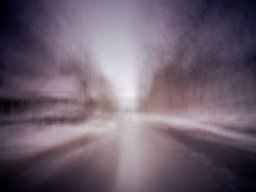 An abstract fine art print of a snowy landscape.