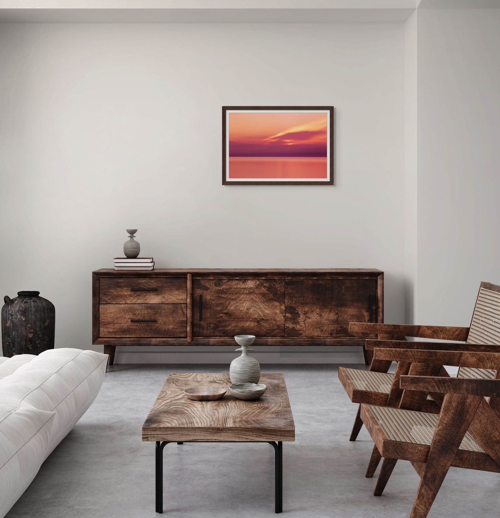 Fine art print of a long exposure sunrise on cape cod, framed 